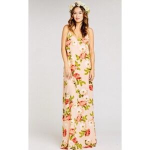Show Me Your Mumu Floral Print Jolie Maxi L Slip Dress Pink Romantic Wedding‎